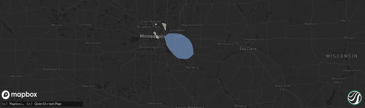 Hail map in Prescott, WI on July 22, 2024