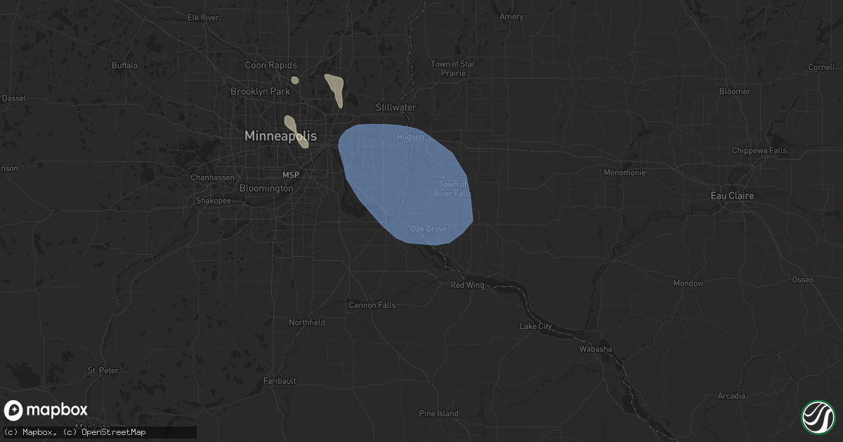 Hail map in Prescott, WI on July 22, 2024