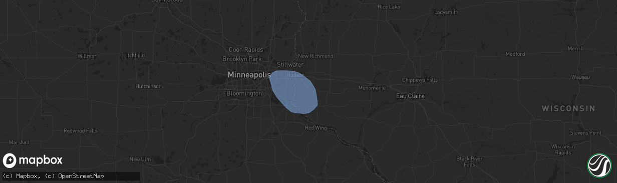 Hail map in River Falls, WI on July 22, 2024