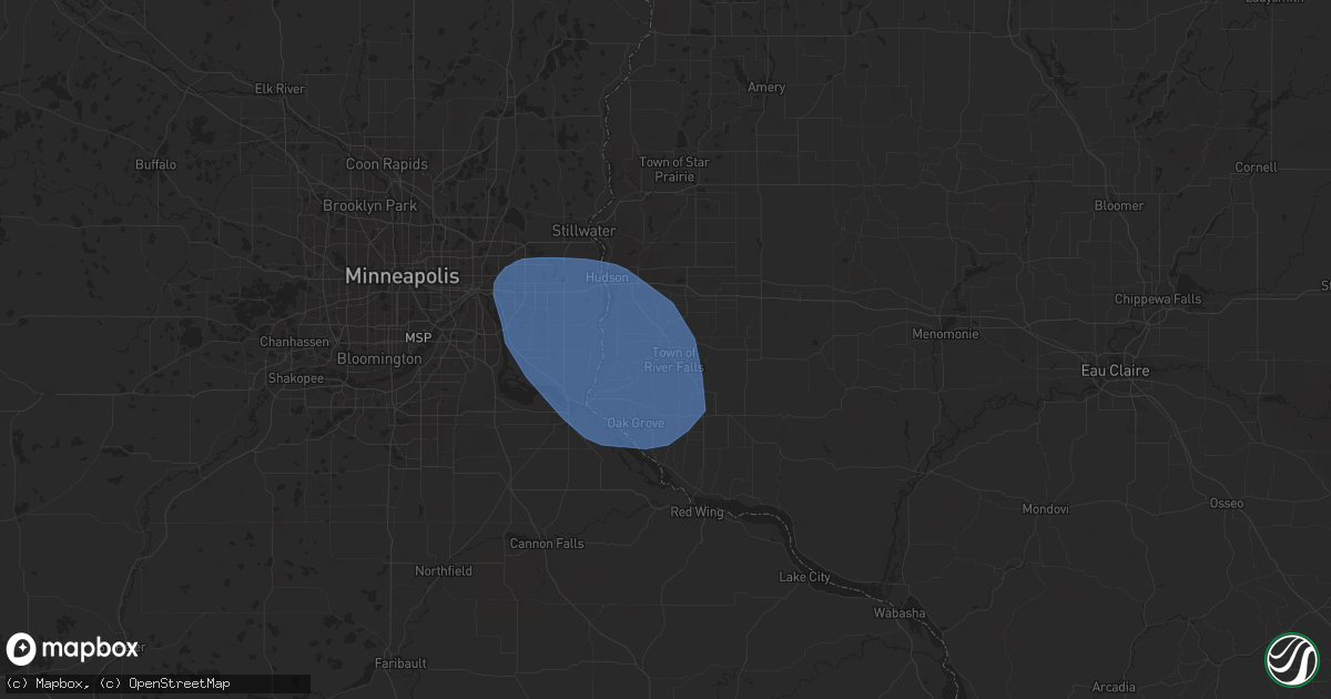 Hail map in River Falls, WI on July 22, 2024