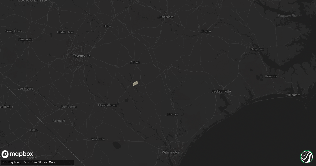 Hail map in Rose Hill, NC on July 22, 2024