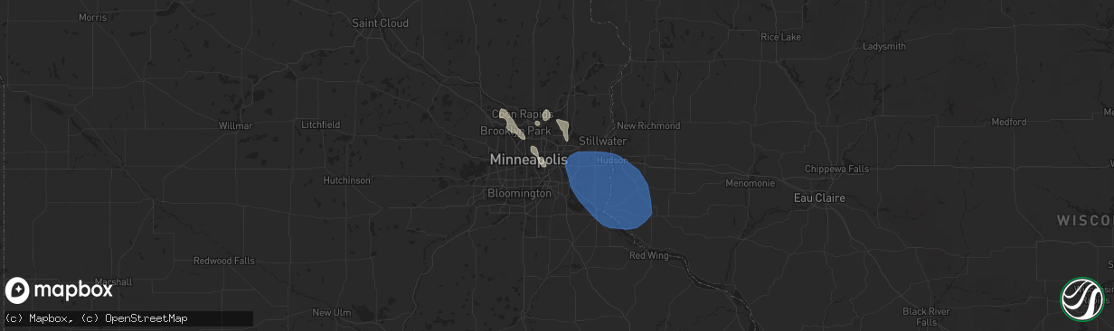 Hail map in Saint Paul, MN on July 22, 2024