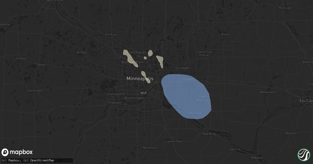 Hail map in Saint Paul, MN on July 22, 2024