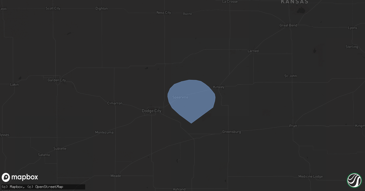 Hail map in Spearville, KS on July 22, 2024