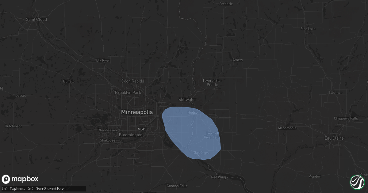 Hail map in Stillwater, MN on July 22, 2024