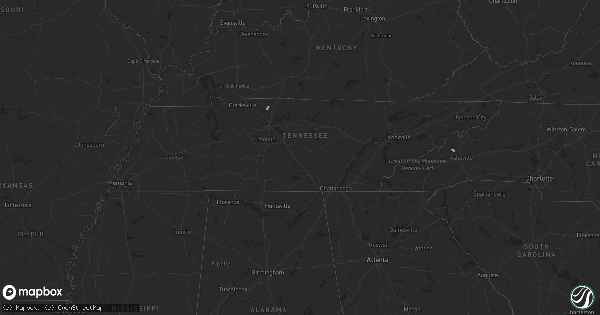 Hail map in Tennessee on July 22, 2024