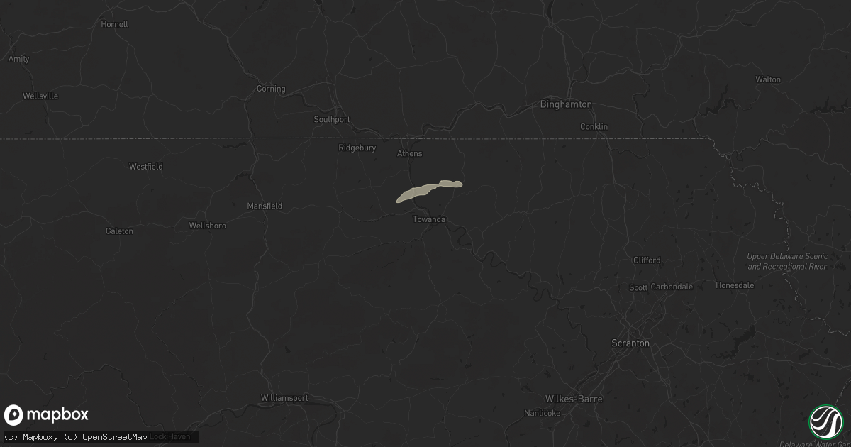 Hail map in Towanda, PA on July 22, 2024