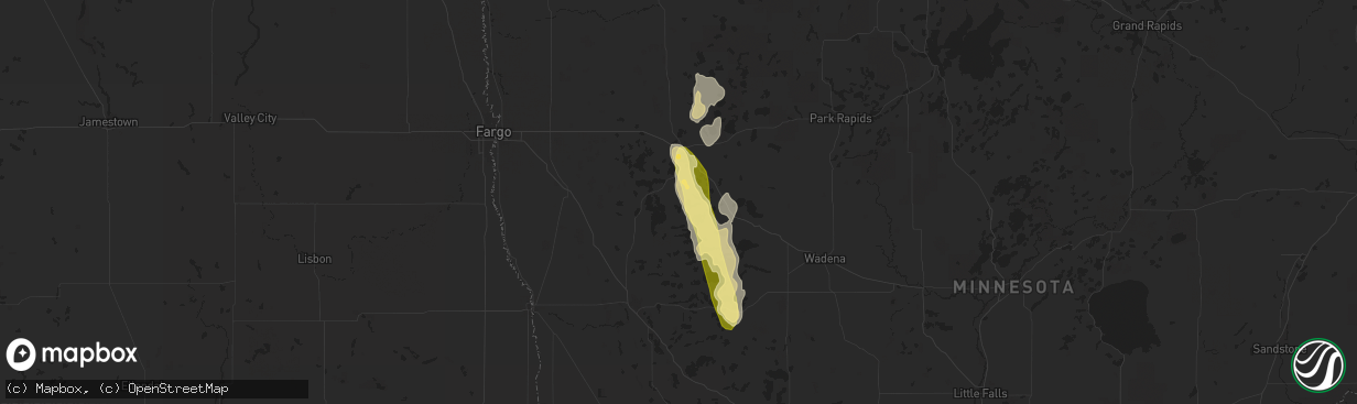 Hail map in Vergas, MN on July 22, 2024