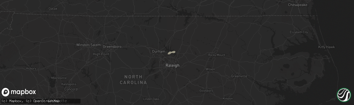 Hail map in Wake Forest, NC on July 22, 2024