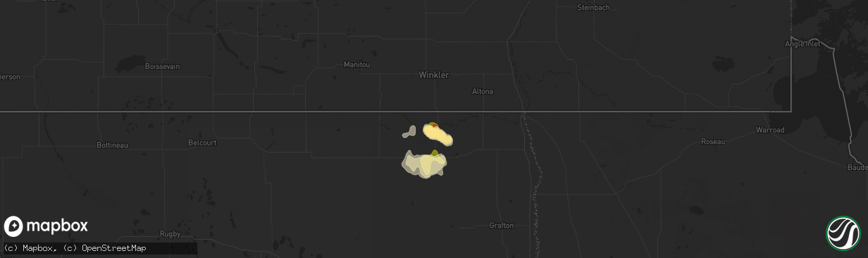 Hail map in Walhalla, ND on July 22, 2024