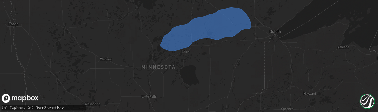 Hail map in Aitkin, MN on July 22, 2025