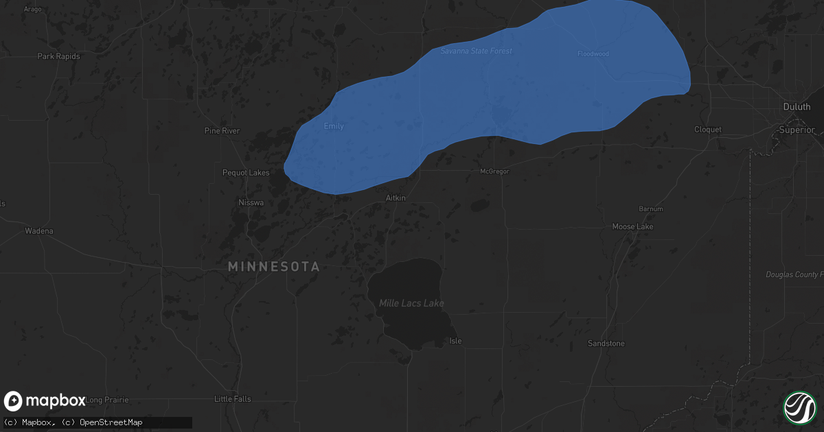 Hail map in Aitkin, MN on July 22, 2025