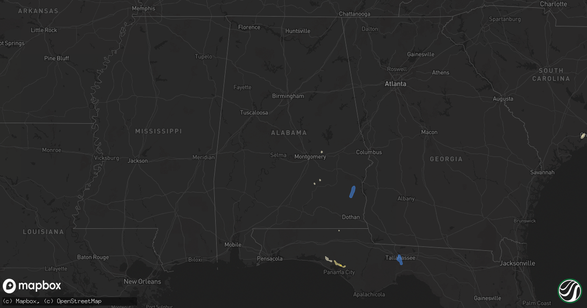Hail map in Alabama on July 22, 2025