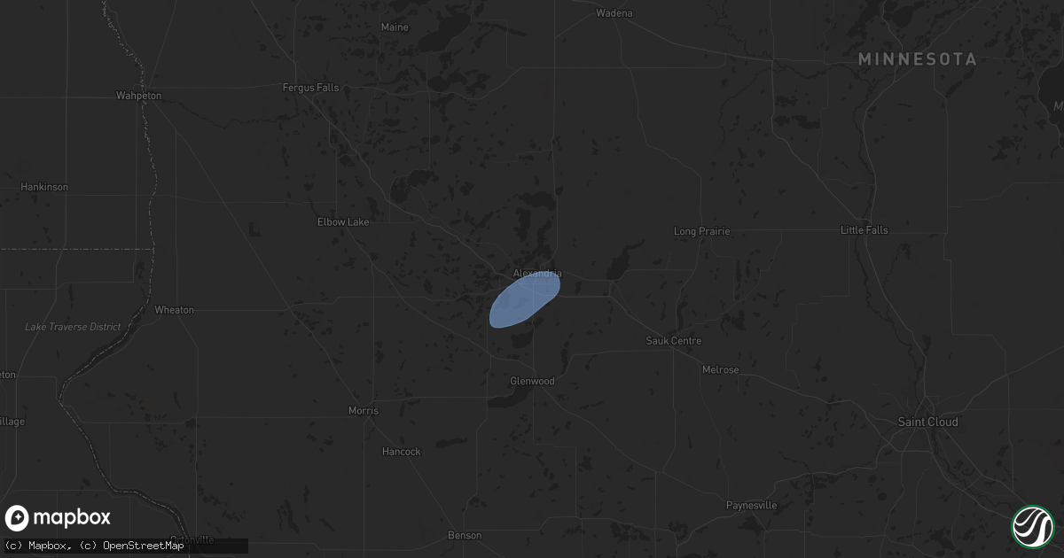 Hail map in Alexandria, MN on July 22, 2025