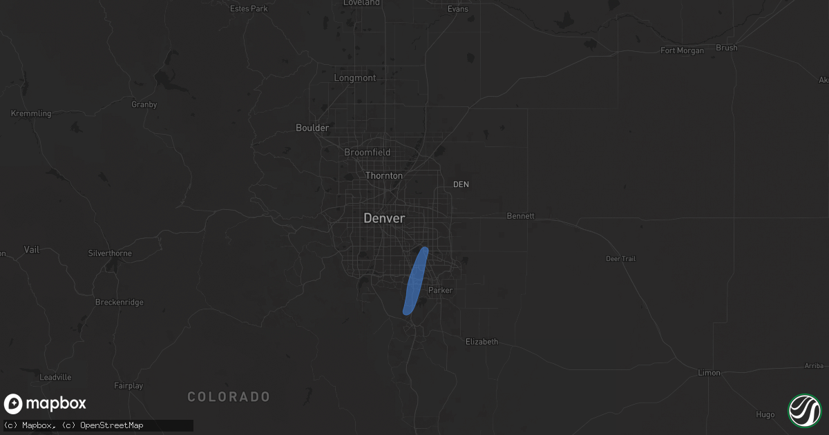 Hail map in Aurora, CO on July 22, 2025
