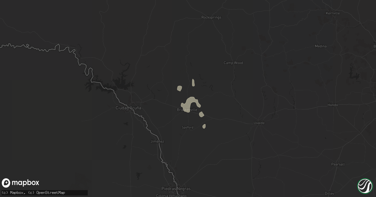 Hail map in Brackettville, TX on July 22, 2025