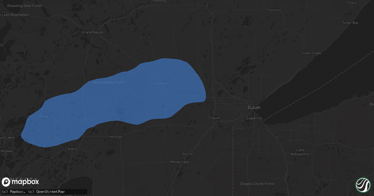 Hail map in Brookston, MN on July 22, 2025