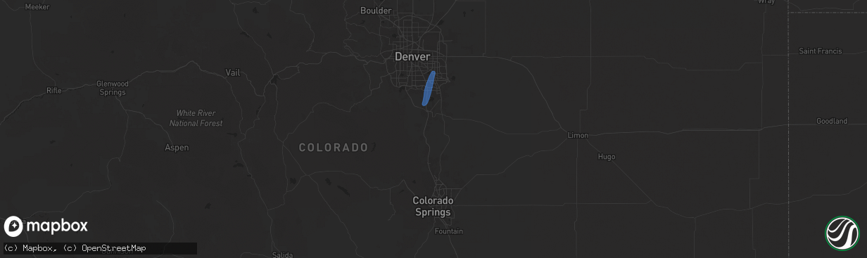 Hail map in Castle Rock, CO on July 22, 2025