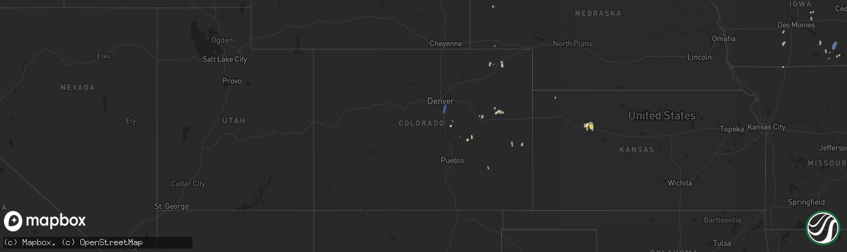 Hail map in Colorado on July 22, 2025