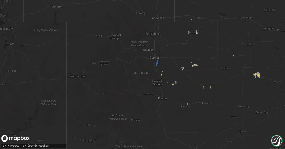 Hail map in Colorado on July 22, 2025