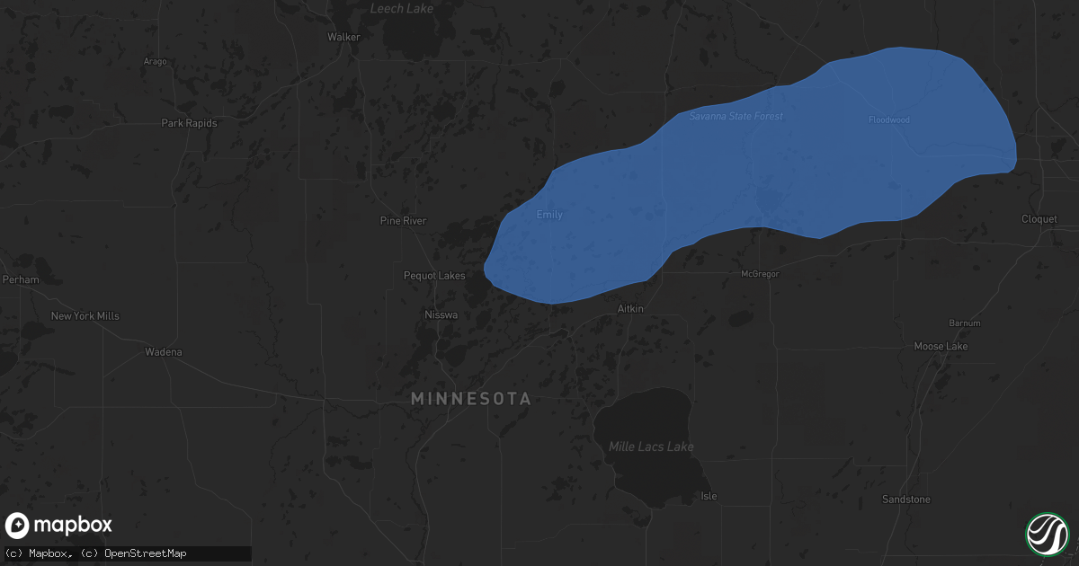 Hail map in Crosby, MN on July 22, 2025