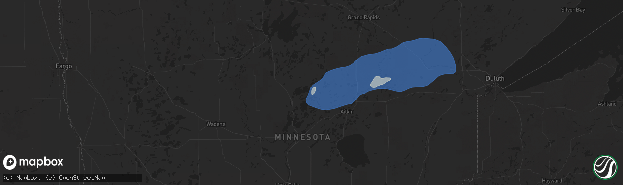 Hail map in Crosslake, MN on July 22, 2025