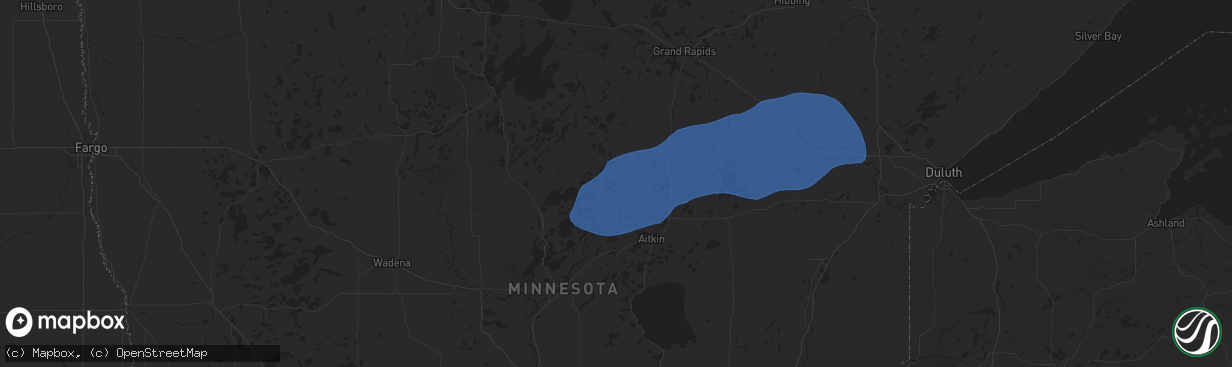 Hail map in Emily, MN on July 22, 2025