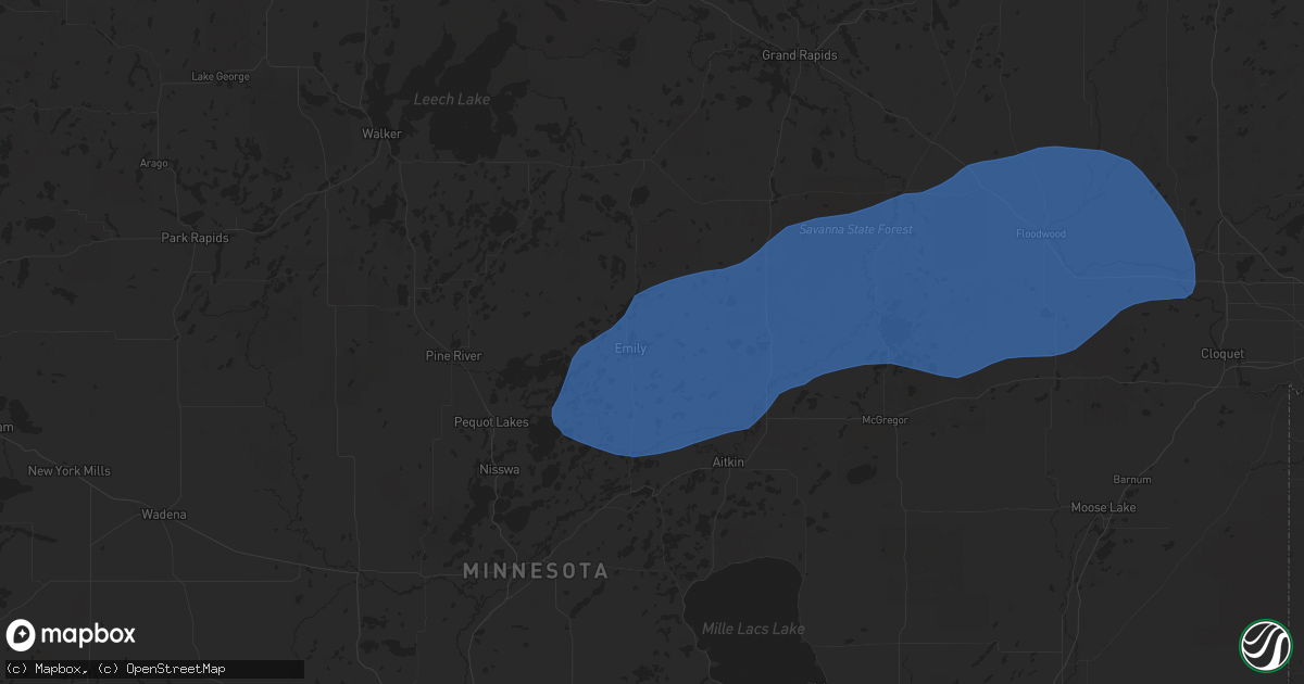Hail map in Emily, MN on July 22, 2025