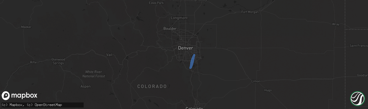 Hail map in Englewood, CO on July 22, 2025