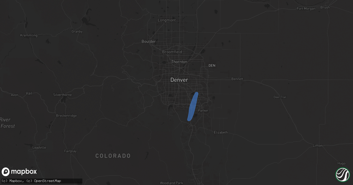 Hail map in Englewood, CO on July 22, 2025