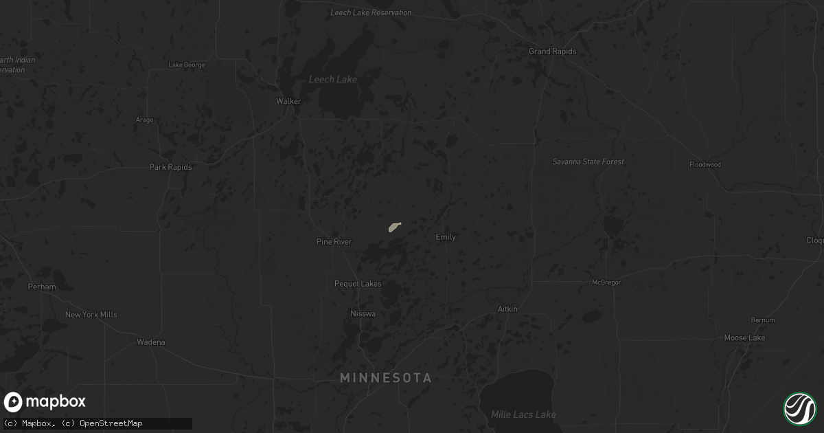 Hail map in Fifty Lakes, MN on July 22, 2025