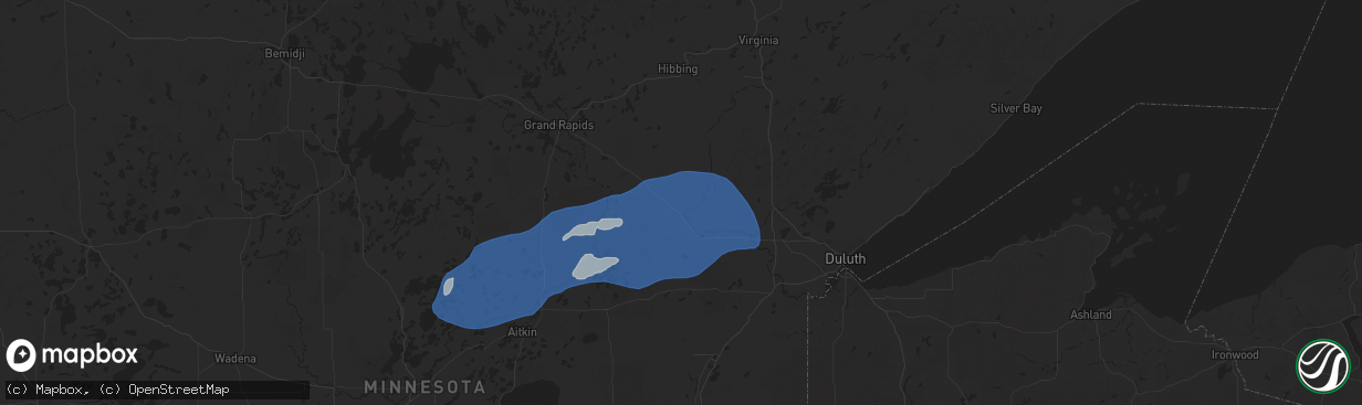 Hail map in Floodwood, MN on July 22, 2025