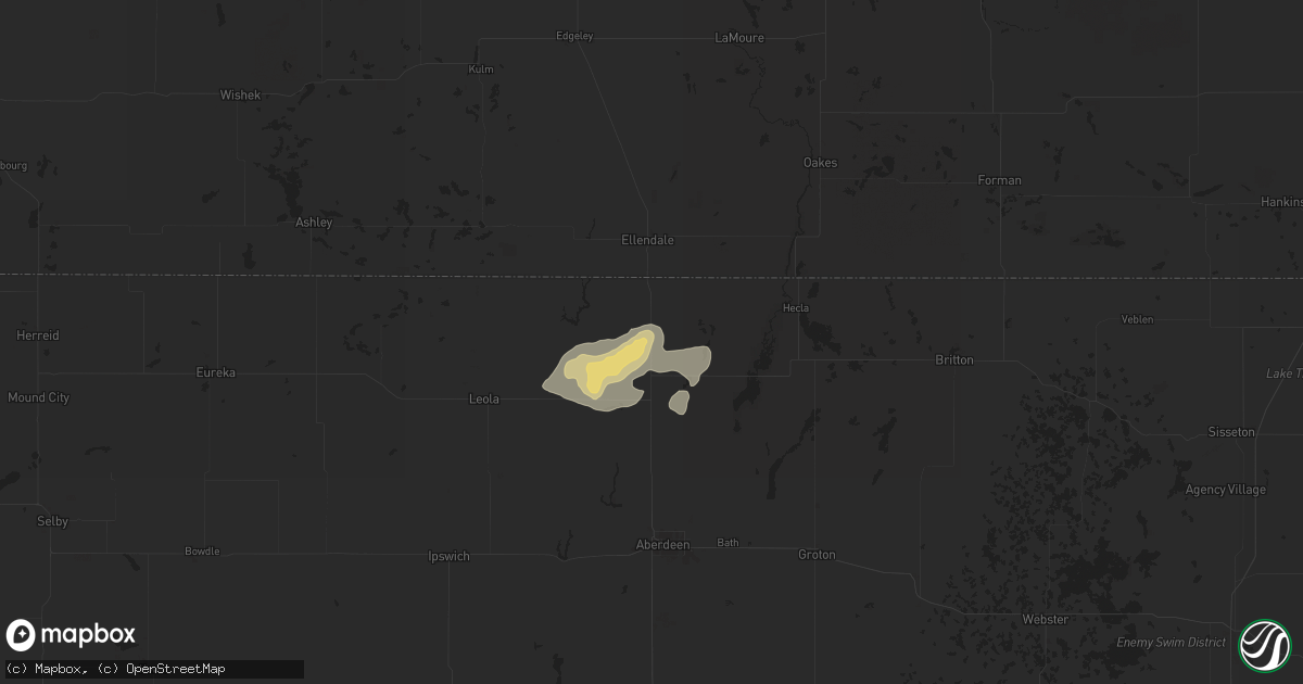 Hail map in Frederick, SD on July 22, 2025