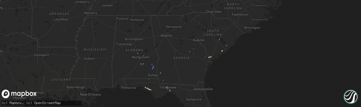 Hail map in Georgia on July 22, 2025
