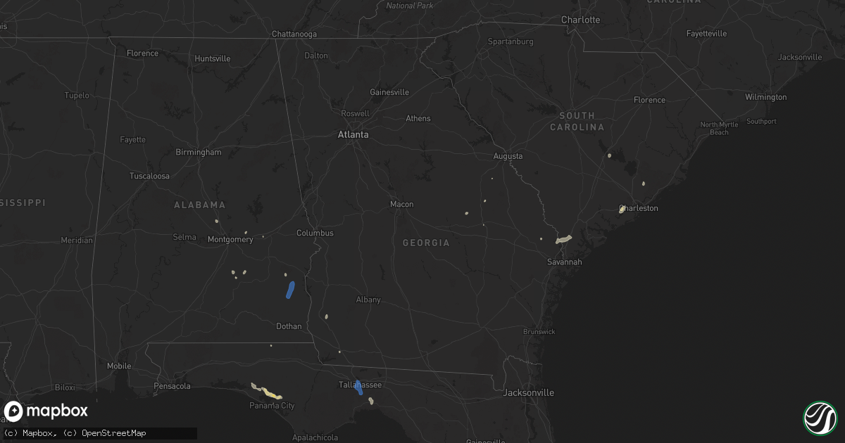 Hail map in Georgia on July 22, 2025