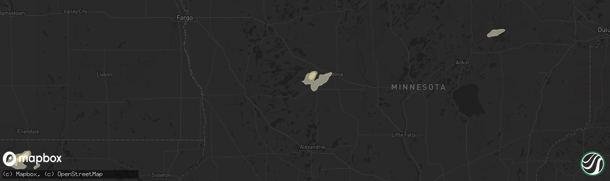Hail map in Henning, MN on July 22, 2025