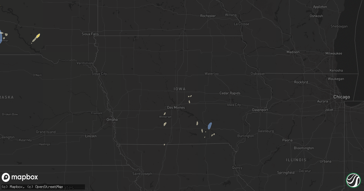 Hail map in Iowa on July 22, 2025