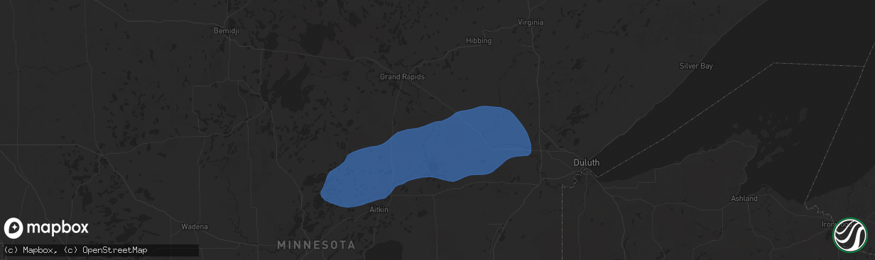 Hail map in Jacobson, MN on July 22, 2025
