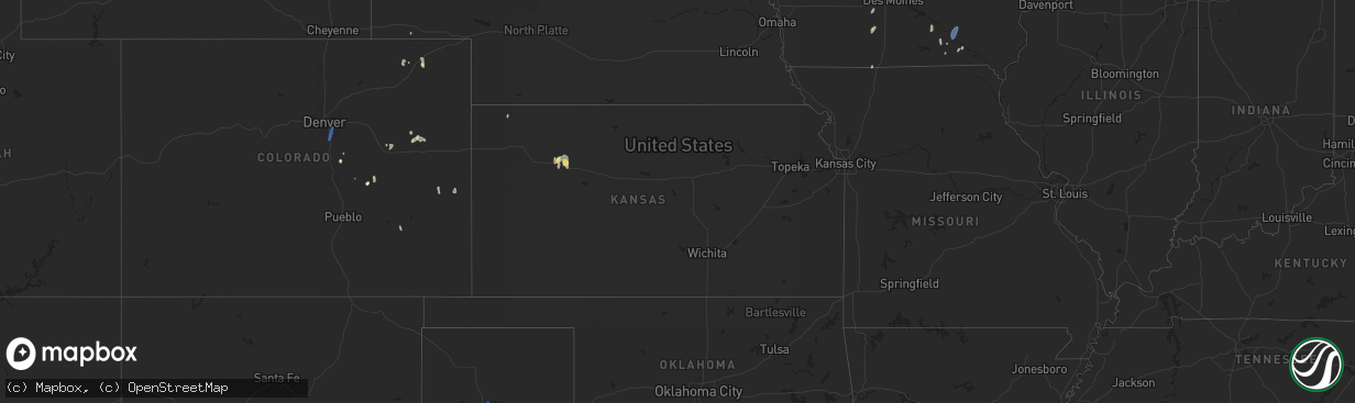 Hail map in Kansas on July 22, 2025