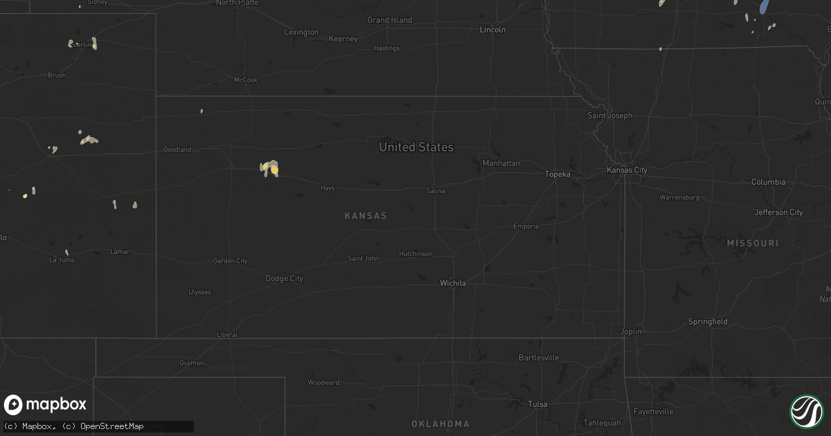 Hail map in Kansas on July 22, 2025