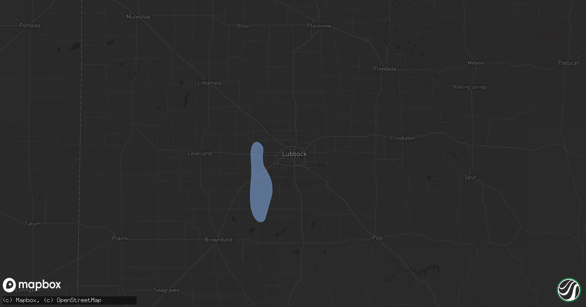 Hail map in Lubbock, TX on July 22, 2025