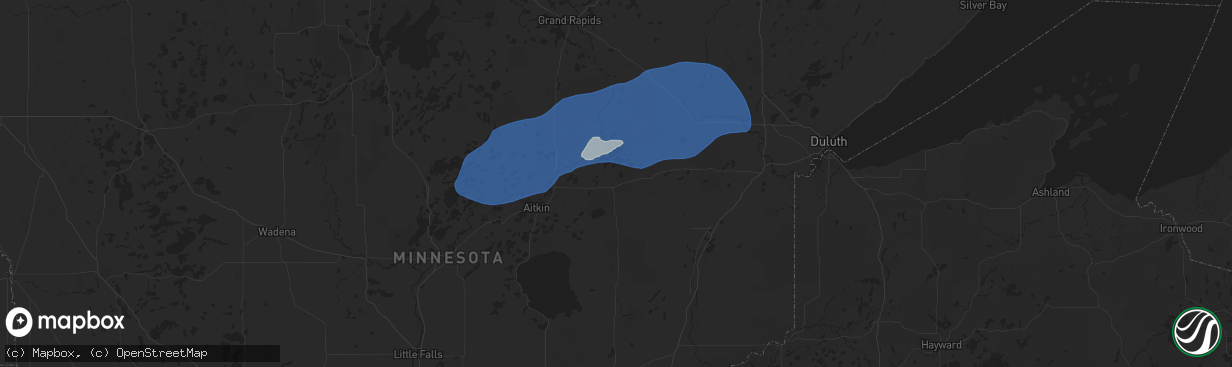 Hail map in Mcgregor, MN on July 22, 2025