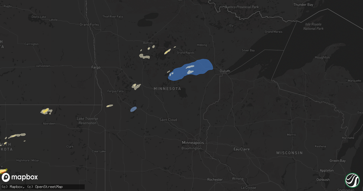 Hail map in Minnesota on July 22, 2025