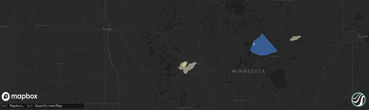 Hail map in New York Mills, MN on July 22, 2025