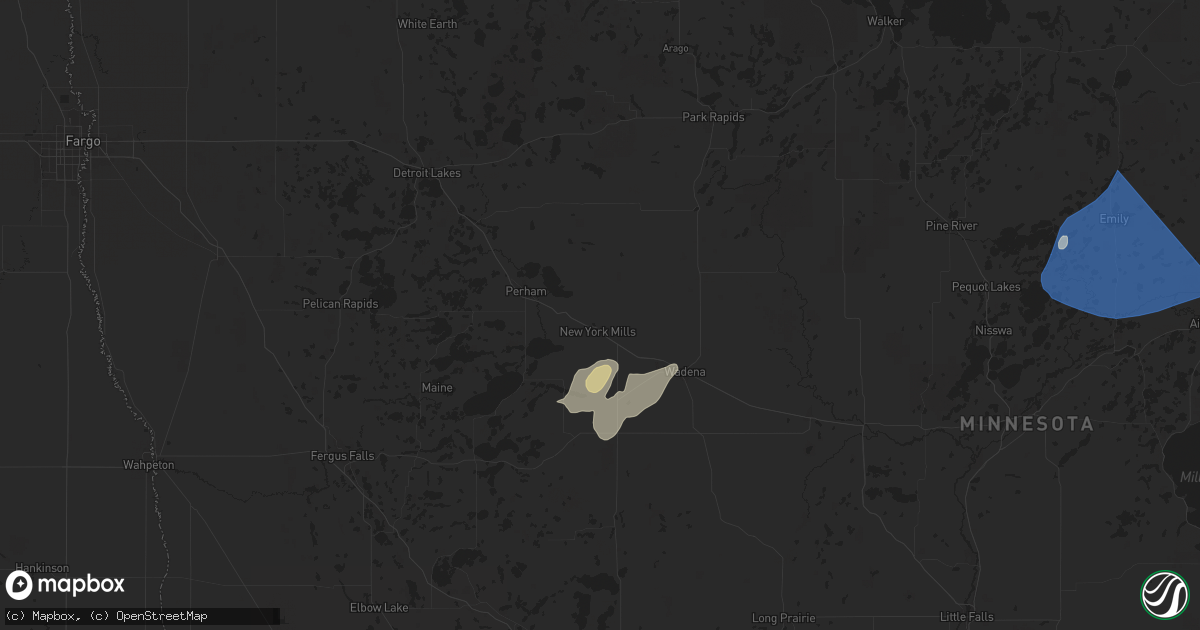 Hail map in New York Mills, MN on July 22, 2025