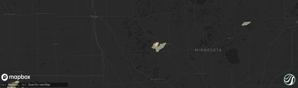 Hail map in Ottertail, MN on July 22, 2025