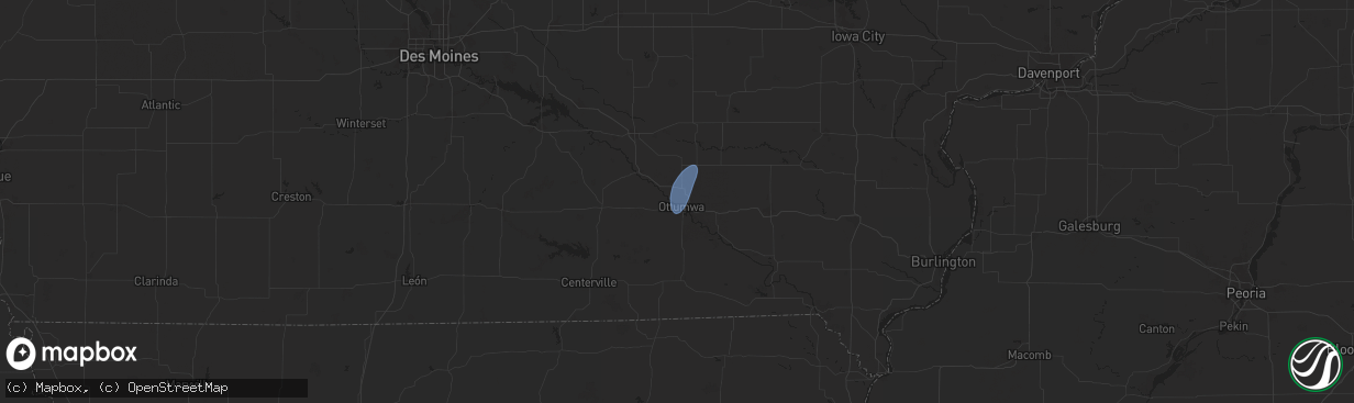 Hail map in Ottumwa, IA on July 22, 2025