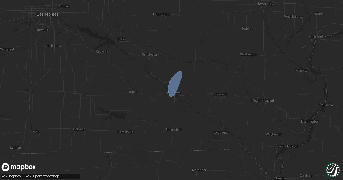 Hail map in Ottumwa, IA on July 22, 2025