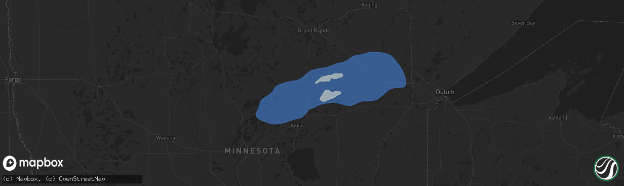 Hail map in Palisade, MN on July 22, 2025