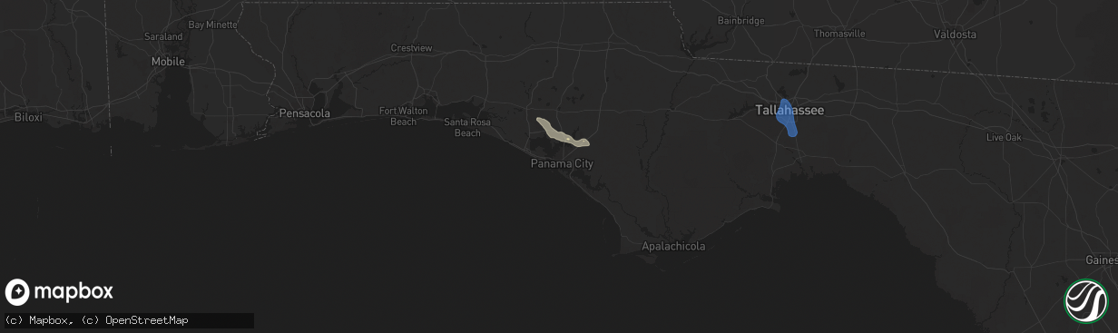 Hail map in Panama City, FL on July 22, 2025